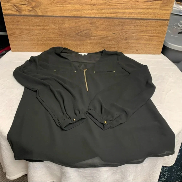 Naked Zebra black/gold semi sheer top size large zippered front - Picture 9 of 9